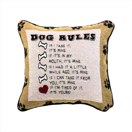 MANUAL WOODWORKERS & WEAVERS Manual Woodworkers and Weavers TPDLAW Dog Laws Tapestry Word Pillow Jacquard Woven Fashionable Design 12.5 X 12.5 in. Poly Blend TPDLAW